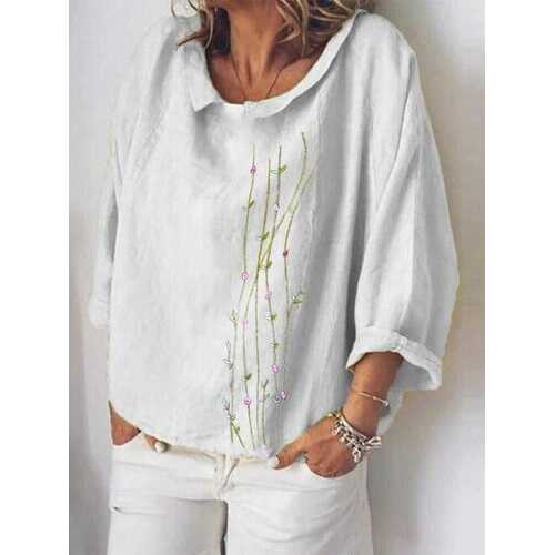 Embroidery Floral Loose Blouse
