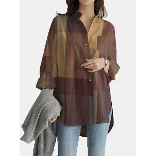 Plaid Print Casual Loose Blouse