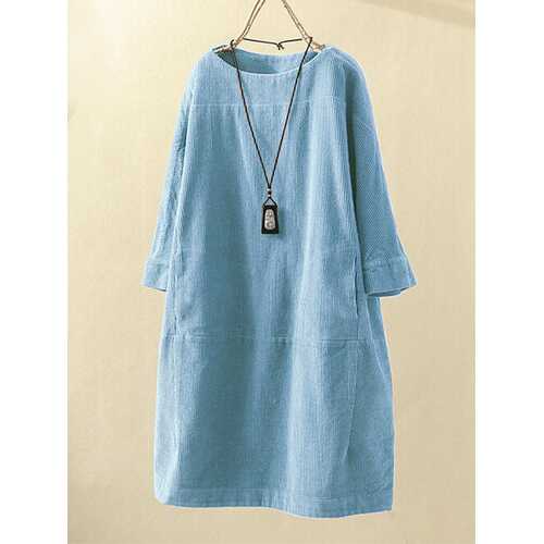 Pockets Casual Corduroy Dress