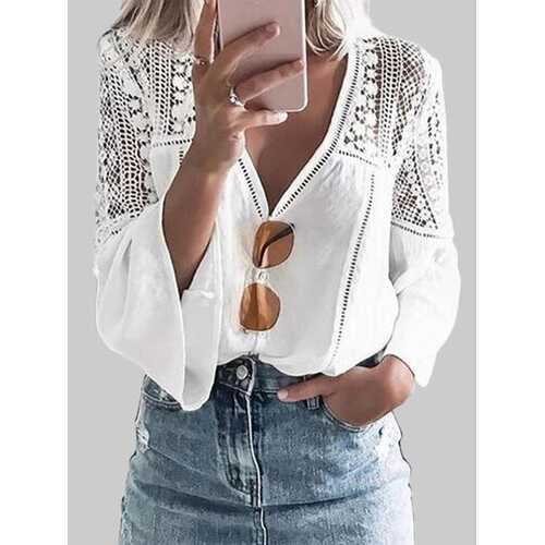 Lace Patchwork Hollow Blouse