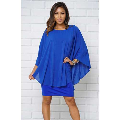 women  Patchwork Bat sleeve midi badycon dress