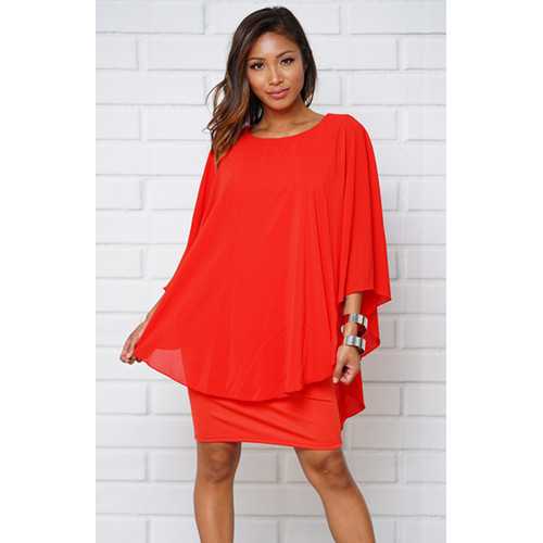 women  Patchwork Bat sleeve midi badycon dress