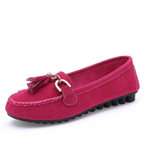 Autumn Women Flat Shoes Tassel Round Toe Flats Soft Sole Flat Loafers