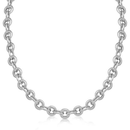 Sterling Silver Round Cable Inspired Chain Link Necklace, size 18''