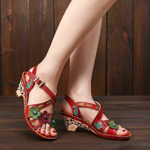 Buckle Strap Leather Sandals