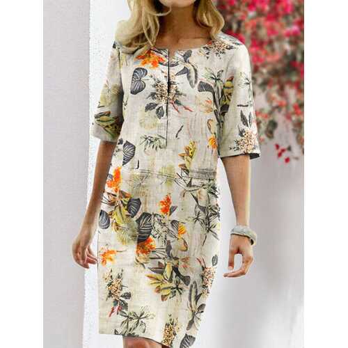 Floral Printed Vintage Dress